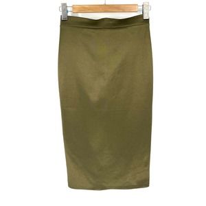 ANGL Pencil Skirt Womens Size M Green Casual‎ Knee High Waist Stretch Bodycon